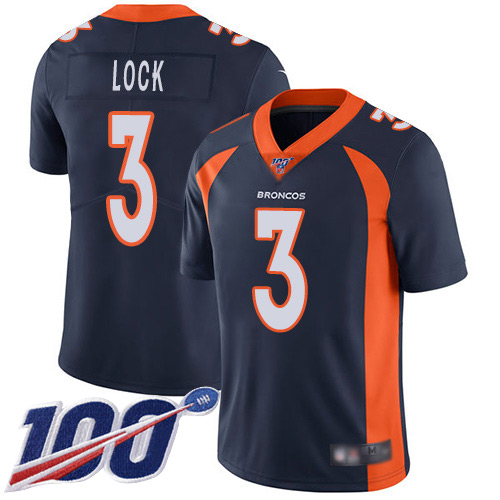 Denver Broncos Limited Men Navy Blue Drew Lock 100th Season Alternate Jersey #3 Vapor Untouchable NFL Football Nike->detroit lions->NFL Jersey